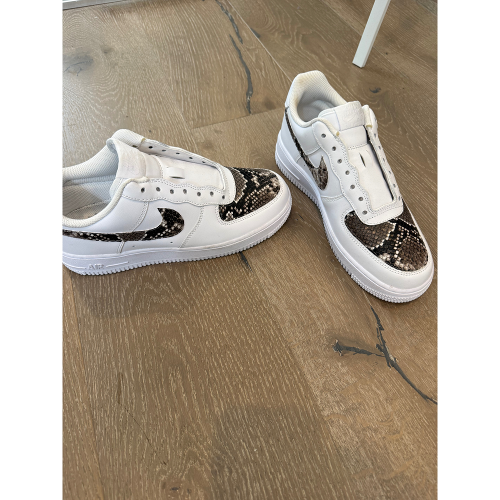 Nike Air Force 1 Sneakers with Snake Print Detail Size 8 in White - Picture 4 of 5